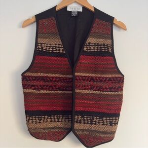 Petite Sophisticate Vintage Woven Leather Vest Size: S
